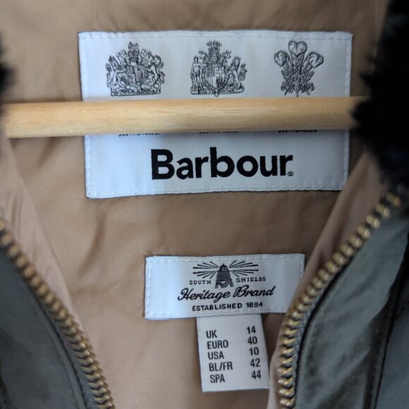 Barbour Quilted Puffer Jacket with Black Collar - Picture 2 of 10